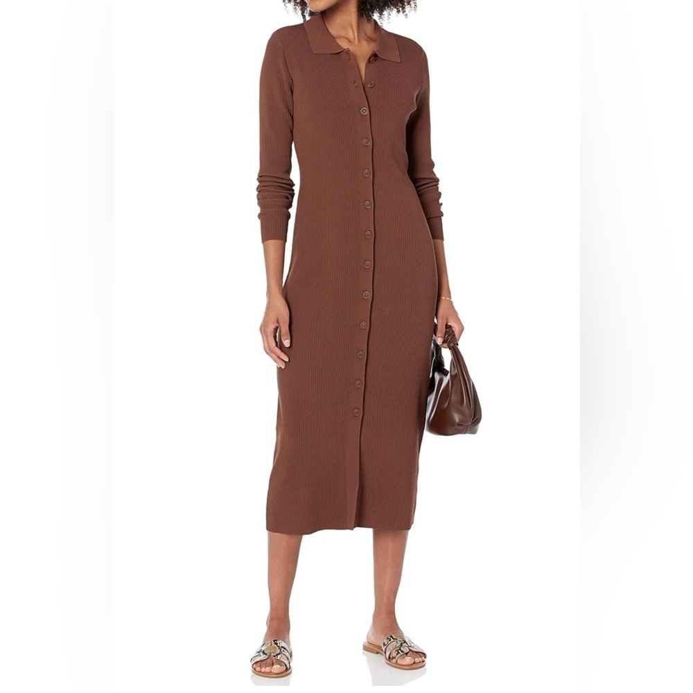 The Drop Ribbed Button Down Dress